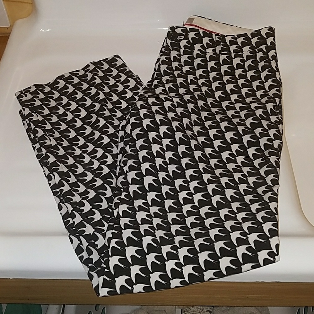Banana Republic trousers, bird print, size 4P